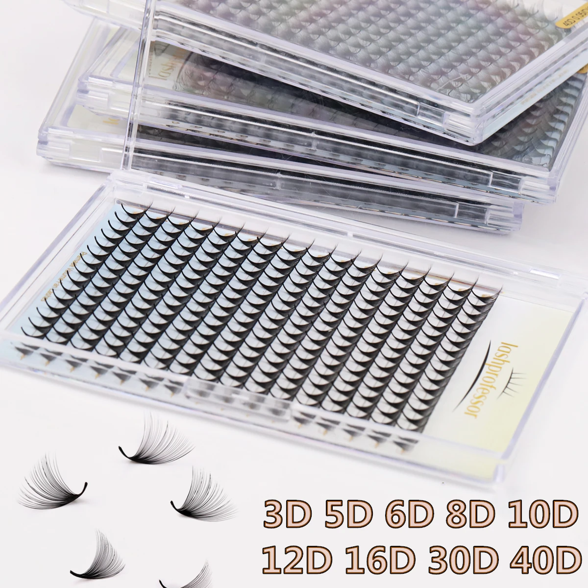 Новые готовые пучки ресниц Lashprofessor с заостренным основанием, 3D-40D, корейский шелк, для объемного наращивания ресниц, 320 пучков, XL Mega Tray (art.: 3920d4e5bfe33) - 3920d4e5bfe33