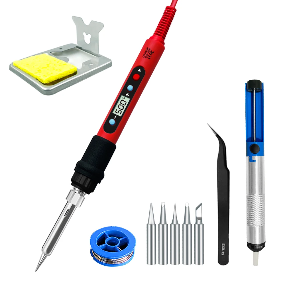 

Soldering Ceramic Soldering Temperature Tips Kit Heater Welding Soldering Iron Wire Solder Adjustable Tools Tweezers