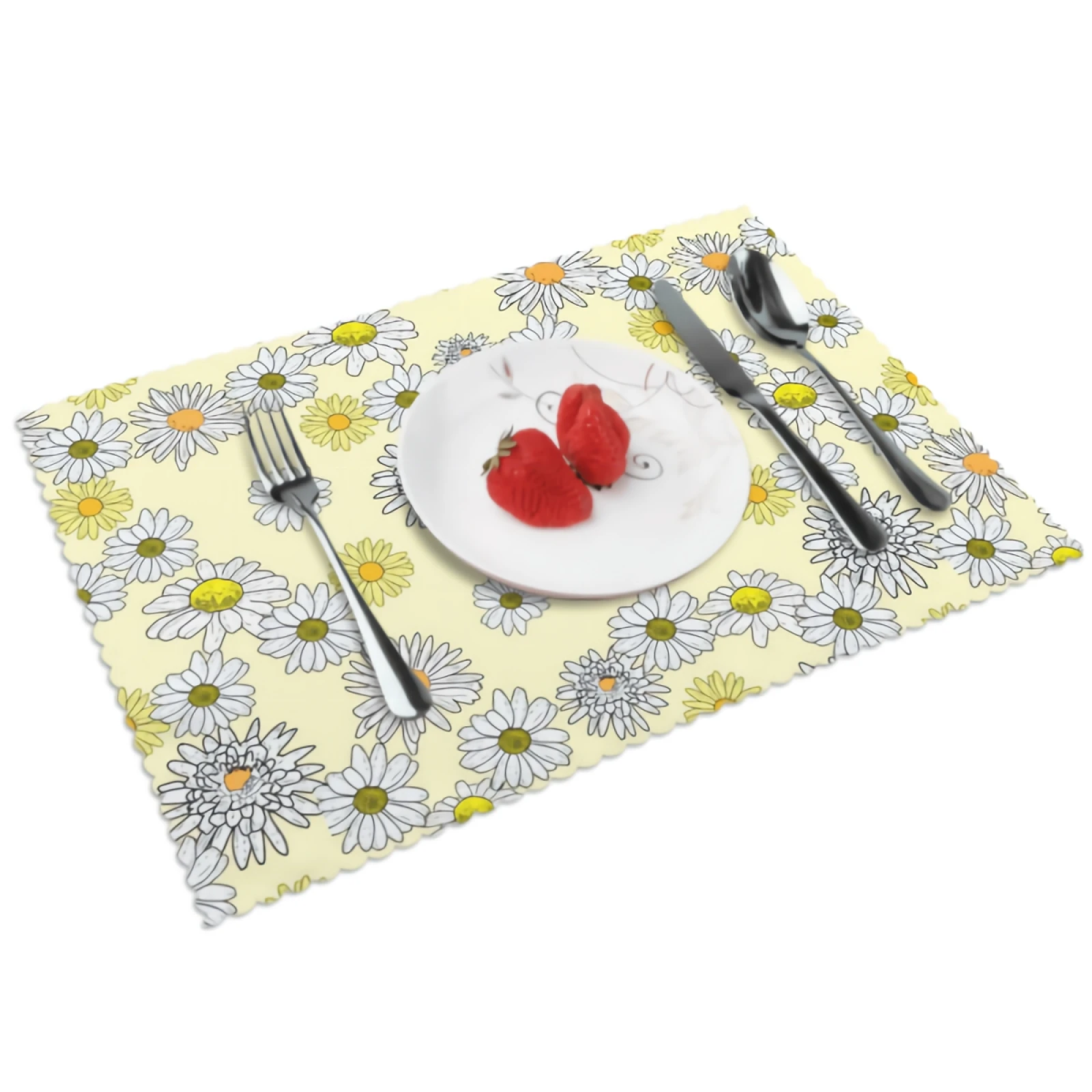 

Cute Daisy Flower Placemats for Dining Table Set of 4 Washable Place Mat Yellow Wild Flowers Polyester Kitchen One Size