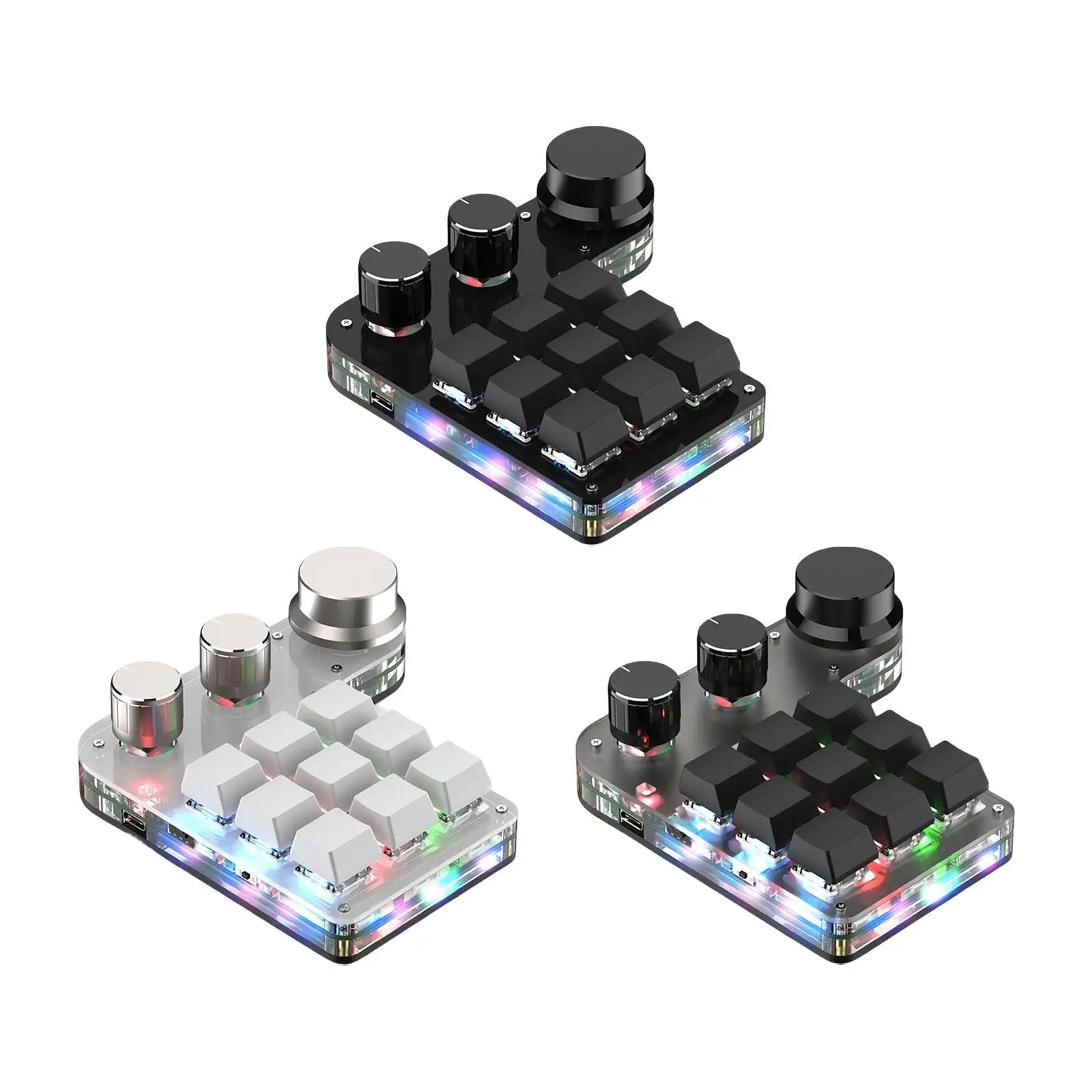 

Мини-клавиатура игровая механическая, 3 ручки громкости, 9 клавиш