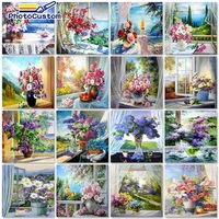 photocustom oil painting by numbers acrylic paints markers by numbers flowers number painting for adults home decor