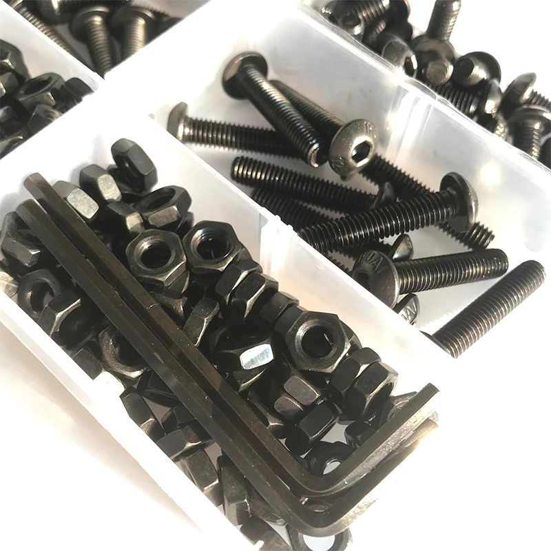 

M2 M3 M4 M5 M6 Black Grade 10.9 Hexagon Hex Socket Button Head Screw and Nut Set Carbon Steel Hexagon Cap Socket Button Screw