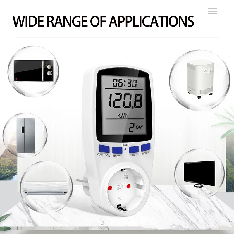 

Wattmeter Digital Fees Power Watt Meter Plug Monitor EU Electricity Consumption Analyzer Kwh Socket Energy Voltage AC