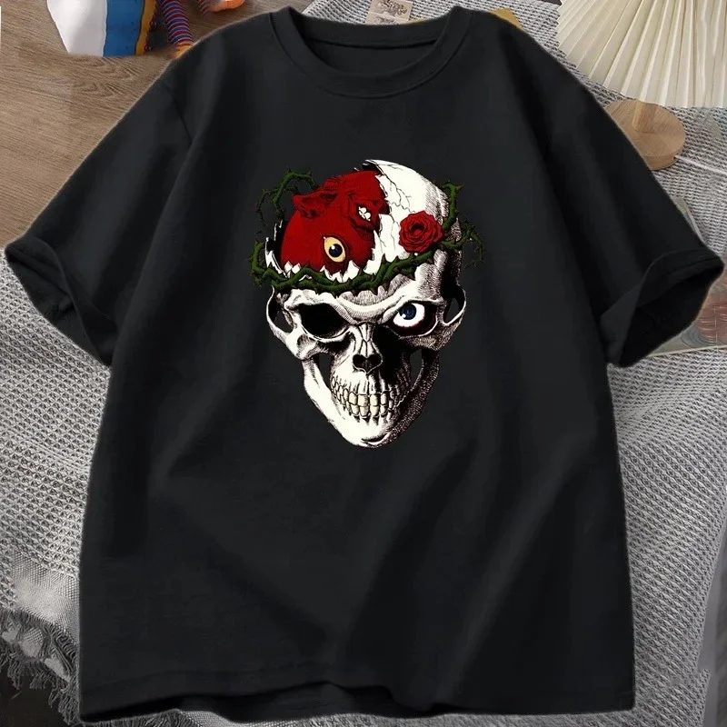 Летняя мужская футболка с рисунком черепа Берсерка в стиле аниме манга модные