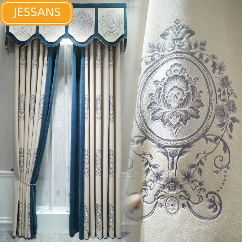 

Высококачественные жаккардовые плотные шторы из синели в европейском стиле, затемняющие шторы для гостиной и спальни, товары на заказ
