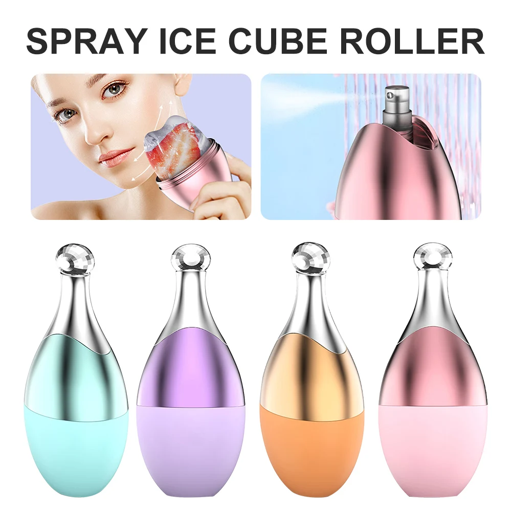 

Silicone Facial Massage Ice Roller With Spray Ice Skin Roller Reduce Puffiness Dark Circles Shrink Pores Face Skin Care Tool