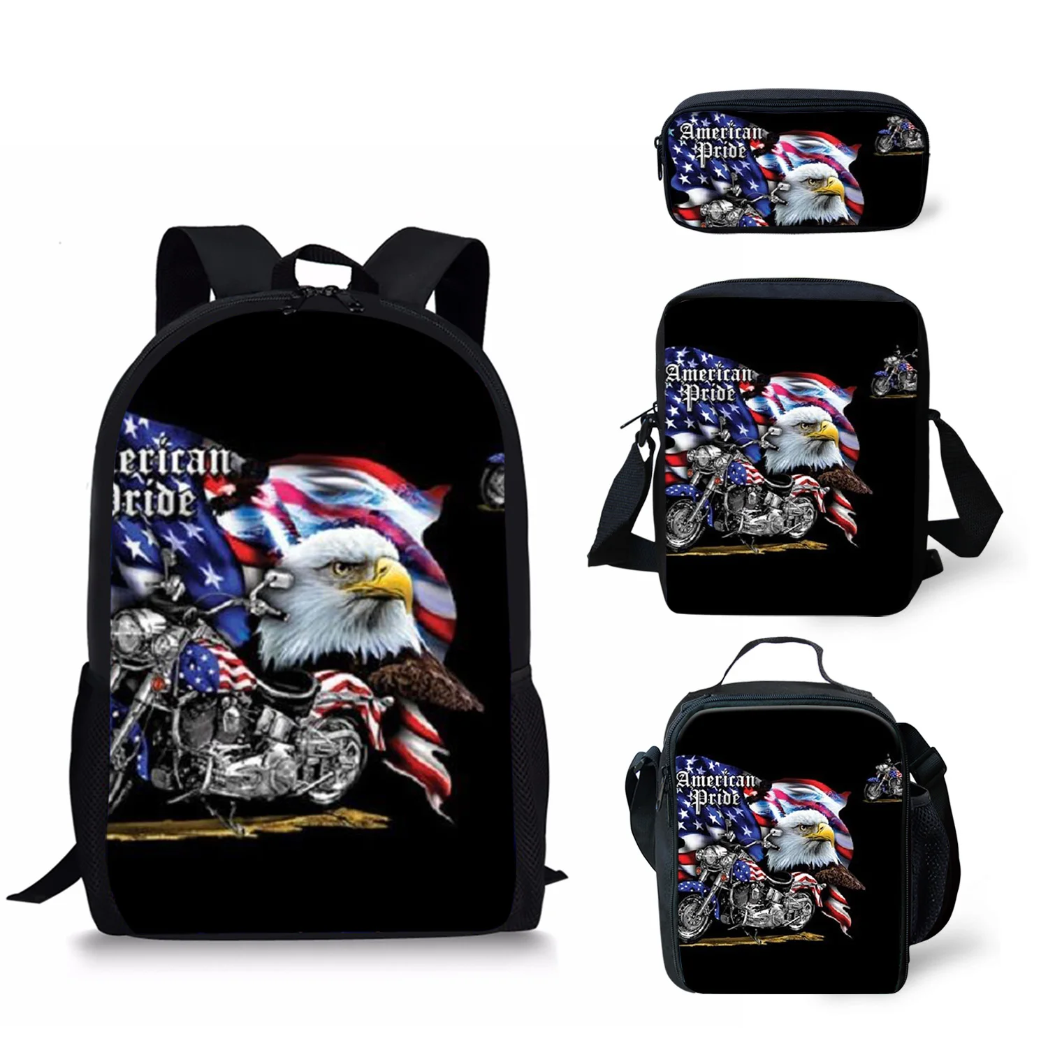 ADVOCATOR American Flag Animal Pattern 4Pcs/Set Boys School Bags Students Book Backpack Premium Mochilas Escolares Free Shipping