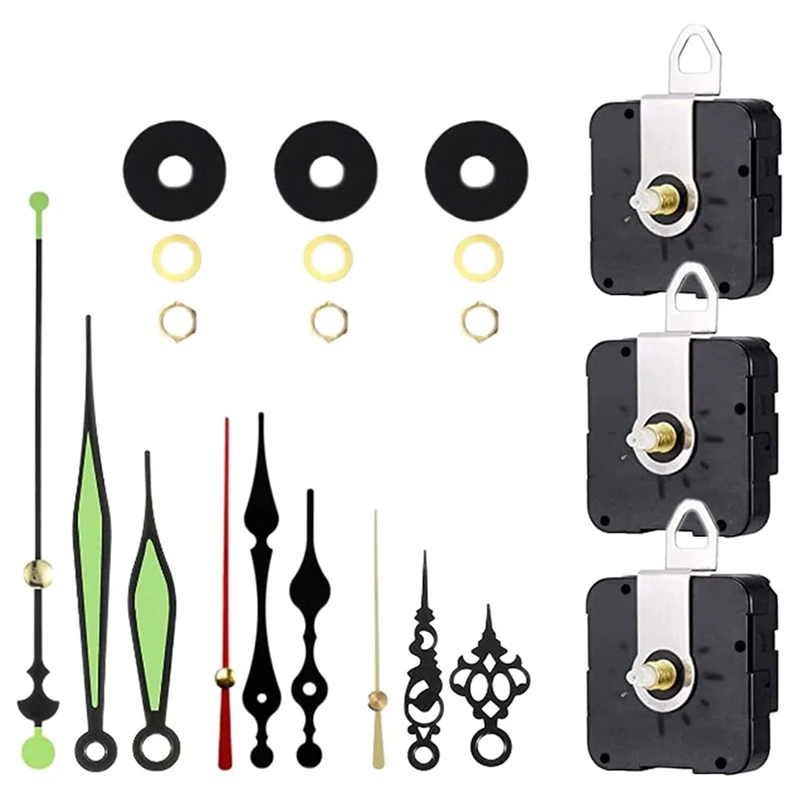 

Clock Movement Set Quartz Movement Replacement,With 3 Different Pairs Of Hands DIY Watch Replacement Parts