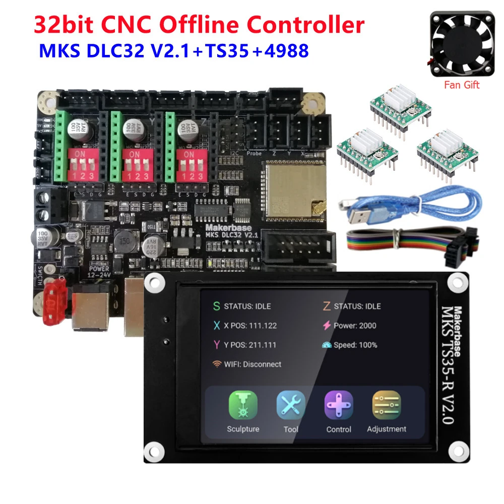 Makerbase MKS DLC32 V2.1 материнская плата с ЧПУ GRBL 32 бита Автономный контроллер Φ сенсорный