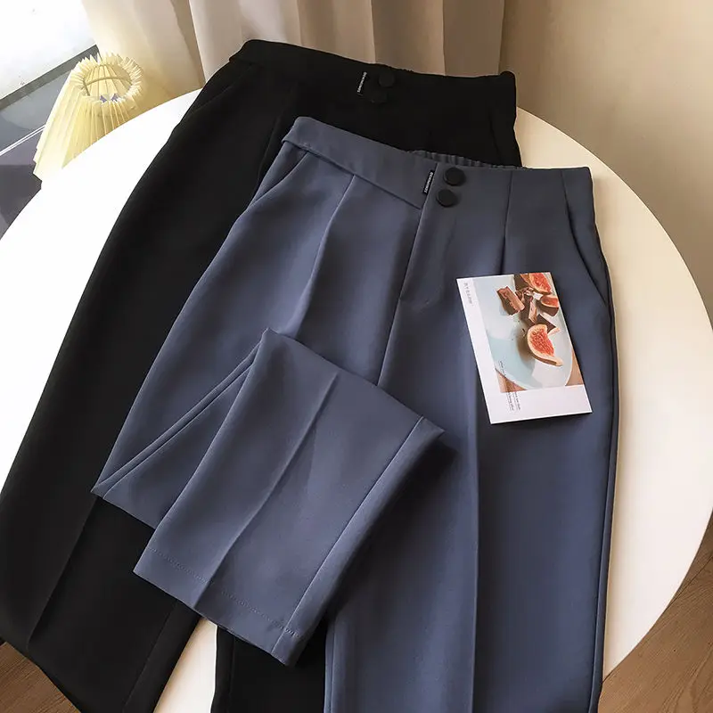 

2022 Fashion Streetwear Cute Harem Pants Women Slim High Waist Ankle-Length Suit Pants Female Casual Office Workwear Trouser J56