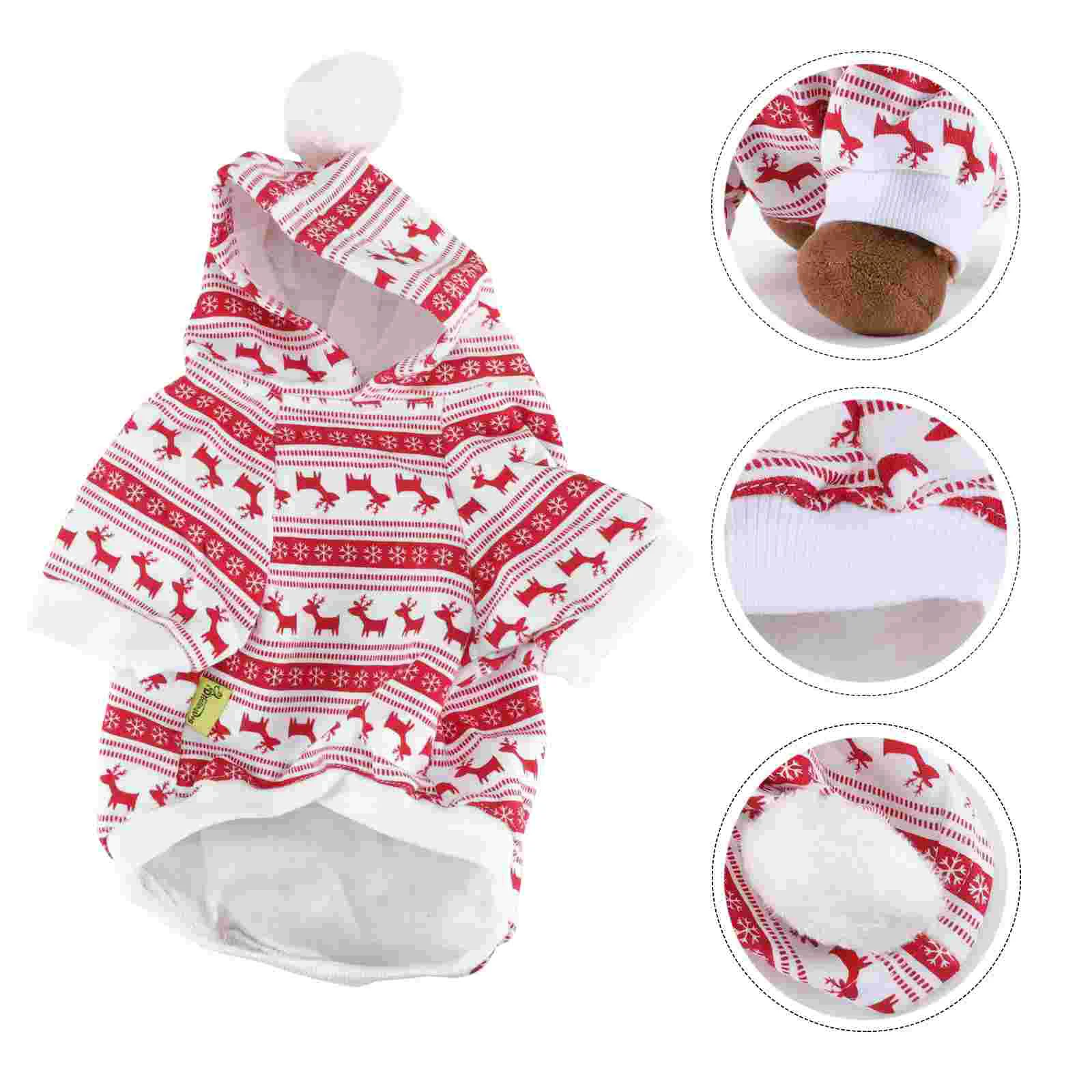 

Winter Dog Hooded Coat Christmas Elk Design Clothes Adorable Party Outfit