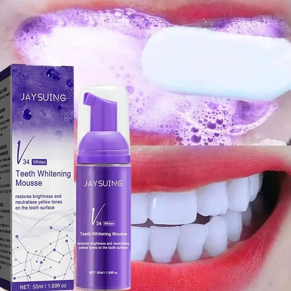 

2pc v34 colour corrector teeth Tooth Whitening Toothpaste 50ml Clean Teeth Fresh Breath Toothpaste White Teeth Cleaning Product