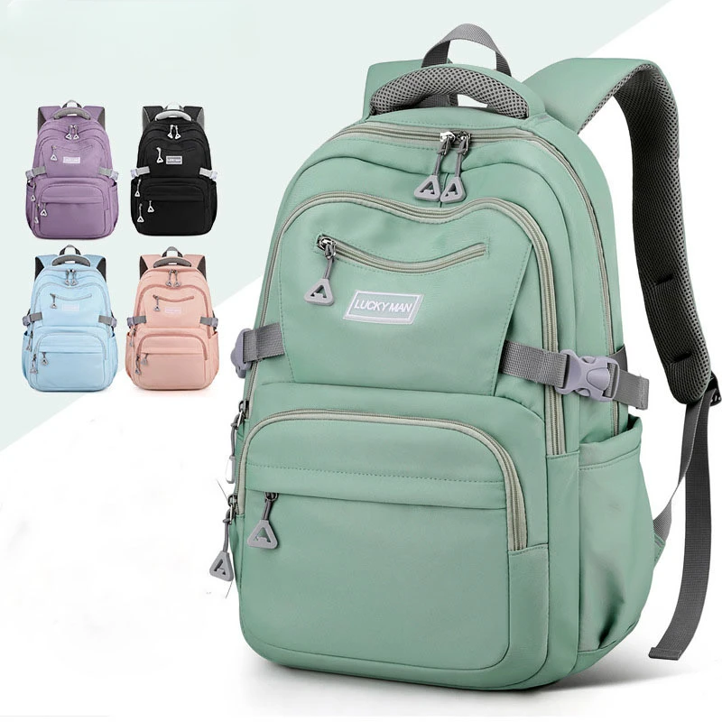 

Модный однотонный женский рюкзак, школьный ранец для девочек-подростков, вместительная Водонепроницаемая нейлоновая сумка на плечо
