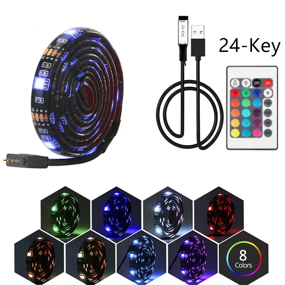 

Светодиодная RGB-лента с USB, 5 в постоянного тока, 5050 RGB, лампочка для книги, подсветки телевизора, декоративная лента для освещения, лента для украшения стола, 1 м, 2 м, 3 м, 4 м, 5 м