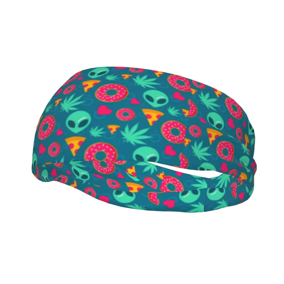 

Alien Pizza Cannabis Weed Pattern Headband Head Sweat Hair Band Jog Basketball Running Sweatband Sports Safety for Men