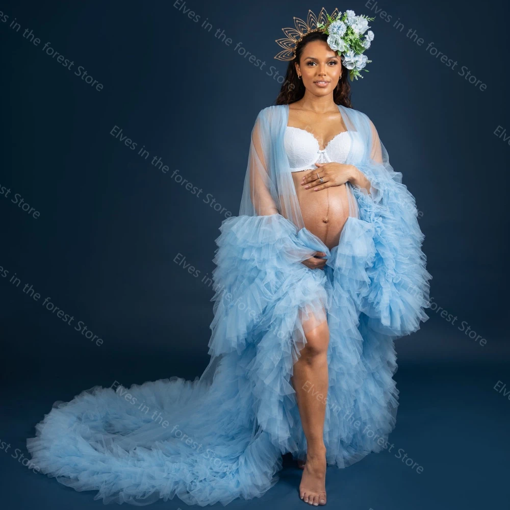 Детские синие платья для беременных фотосессии многоуровневые женские пышные с