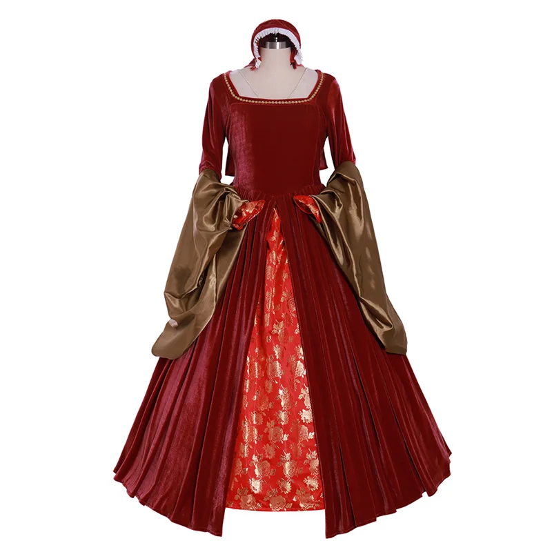 

Victorian Queen Elizabeth Tudor Period Tudor Dress Cosplay Costume Anne Boleyn Style Red Medieval Dress from Other Boleyn Girl