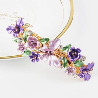 2022 new women alloy butterfly hairpin paint flower hair accessories korean version adult hairpin female rhinestone spring clip