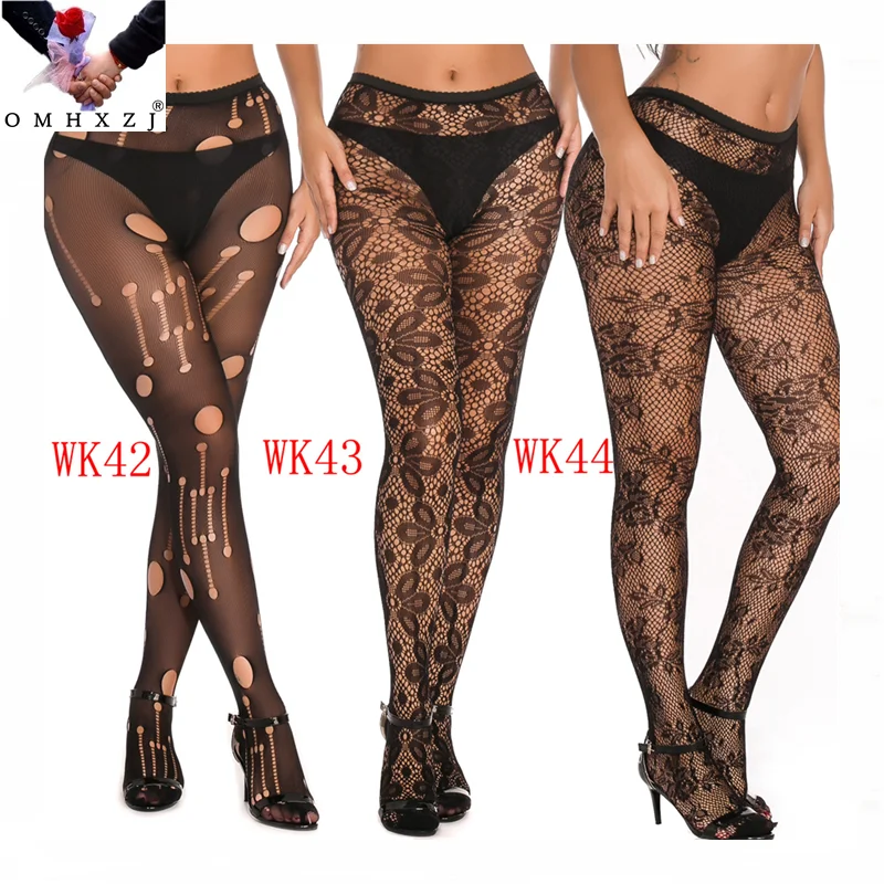 

OMHXZJ EL33 оптовая продажа WK сексуальные ажурные жаккардовые колготки Один Размер