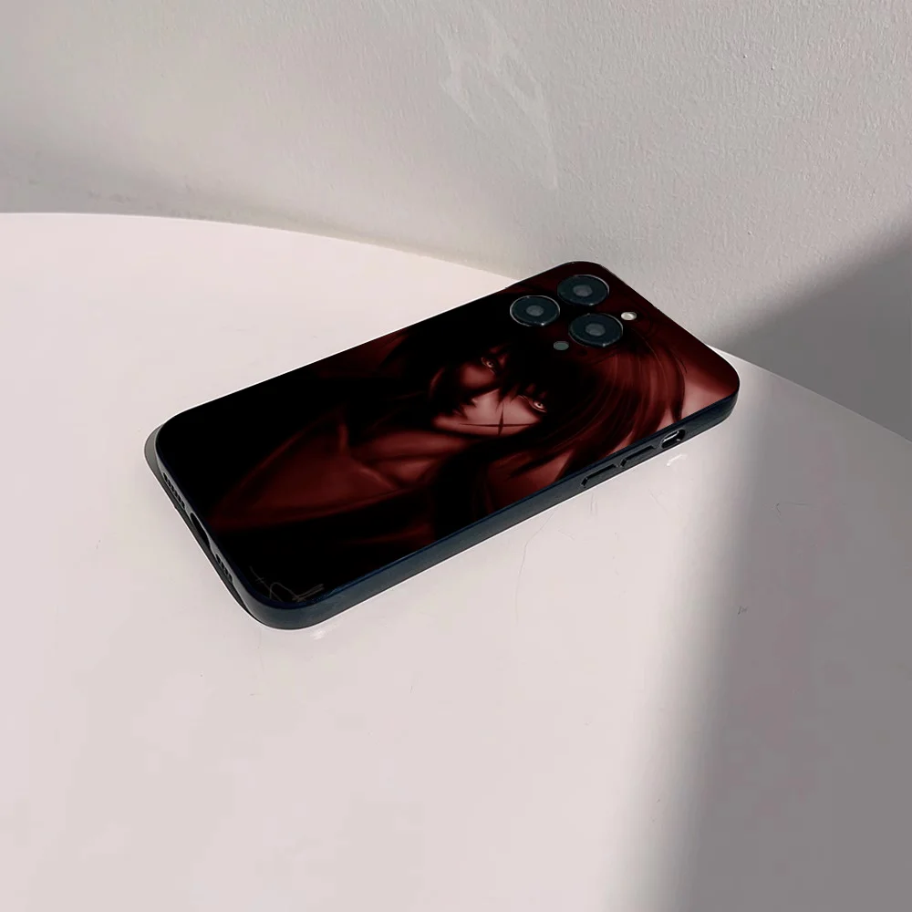 Чехол для телефона с аниме Rurouni Kenshin IPhone 11 12 13 14 15 16 Mini Plus Pro Max силиконовый черный