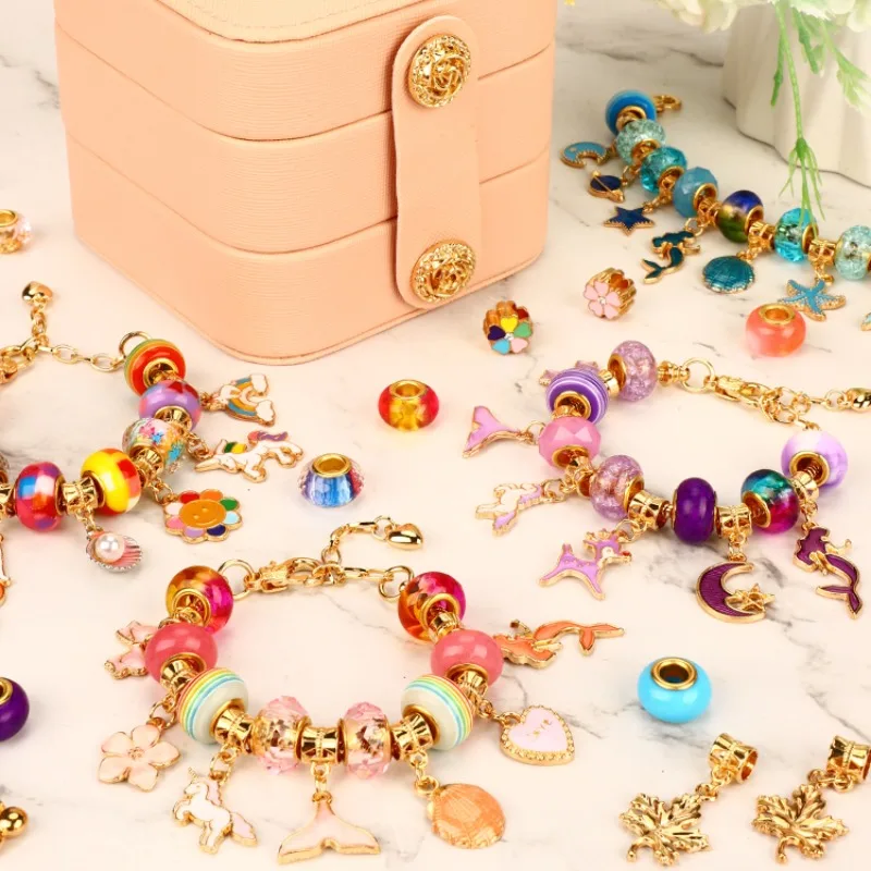 

Making Creative Jewelry Making Set DIY Children Gifts Cute Beads Set Accessories Kit Fashion Large Hole Beads for Charm Bracelet