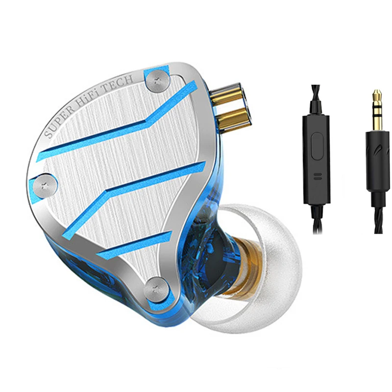 Купи QKZ ZXN Blue 3.5mm HIFI Metal Wired Headphone In-ear New Design Super Bass Sony Wired Earphone for Xiaomi iPhone Gaming Headset за 821 рублей в магазине AliExpress