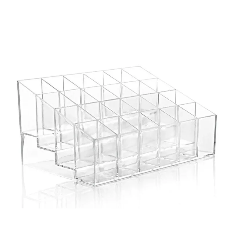 

Clear Acrylic 24 Grid Makeup Organizer Storage Box Lipstick Nail Polish Display Stand Holder Cosmetic Jewelry Organizer Box Case