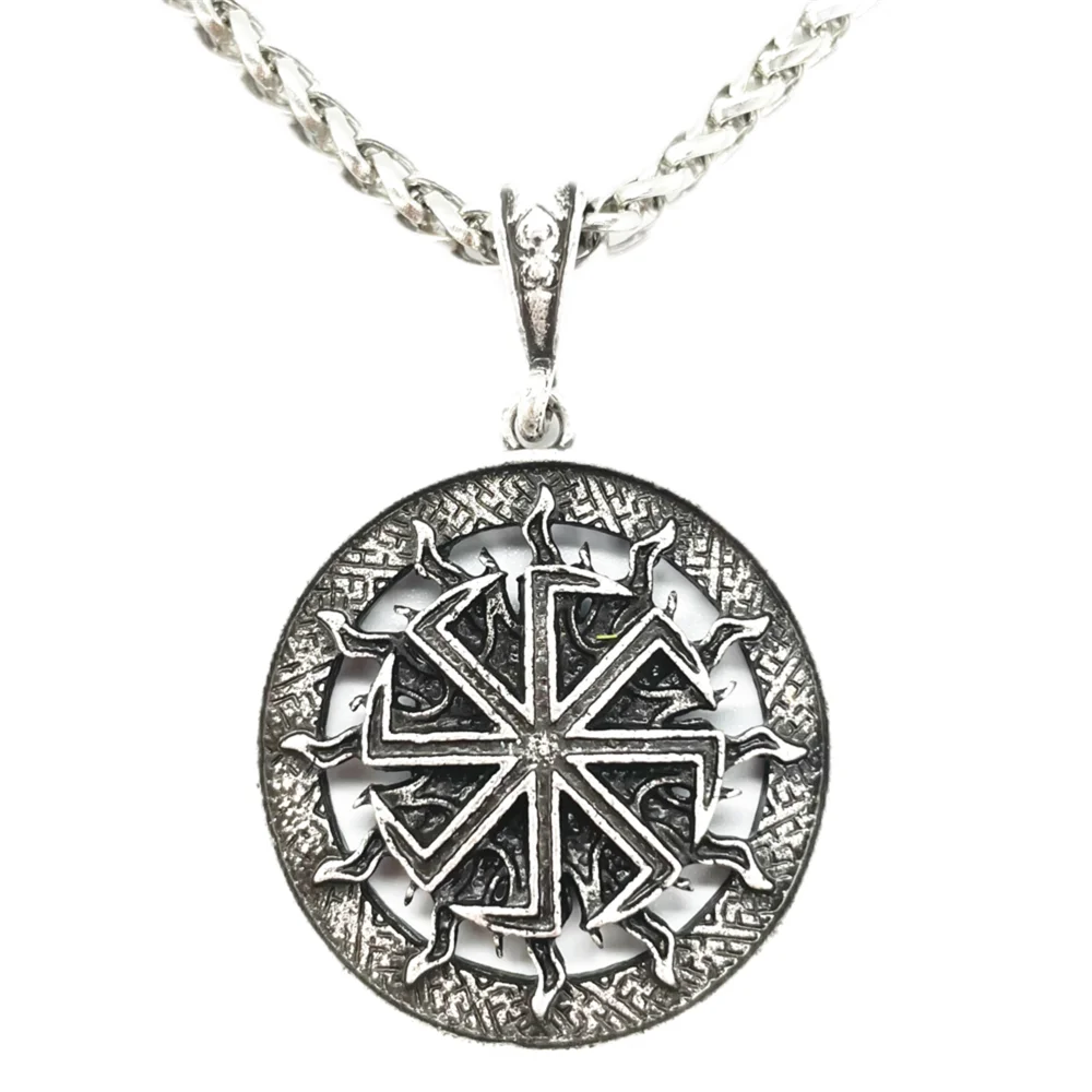 

Nostalgia Slavic Kolovrat Symbol Pendant Sun Jewelry Male Necklace Pagan Talisman Jewelry Amulet