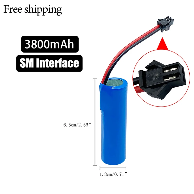 

Free Shipping RechargeableBattery 3.7V 18650 3800mAh 18650Battery Li-Ion 18650 Battery SM Plug 3.7V Rechargeable Battery 18650