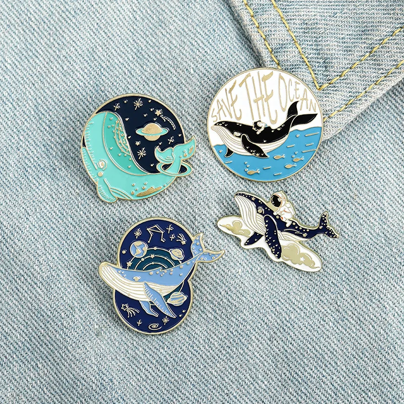 

Animal Planet Whale Astronauts Enamel Pin Cartoon Brooch Lapel Badges Jewelry Gift Funny Cute Fashion Kids Friends Women Men