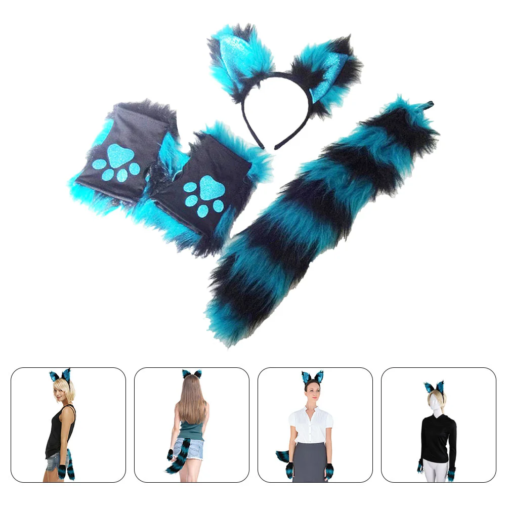 Комплект повязки на голову с лисой костюм для девочек уши животных хвост косплей