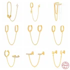 Женские серьги-гвоздики из серебра 925 пробы с двумя отверстиями