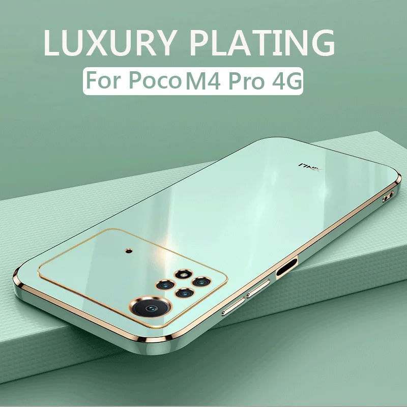 luxury plating phone case for xiaomi poco m4 pro 4g pocom4 pro 4g 5g shockproof soft tpu silicone back cover free global shipping