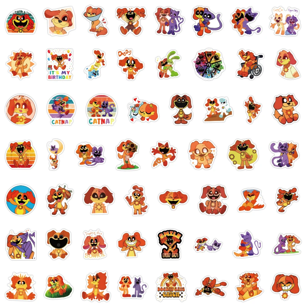 10/30/55 шт. Игра ужасов Улыбающиеся твари ДЕНЬ СОБАКИ Наклейки Забавный Мультфильм