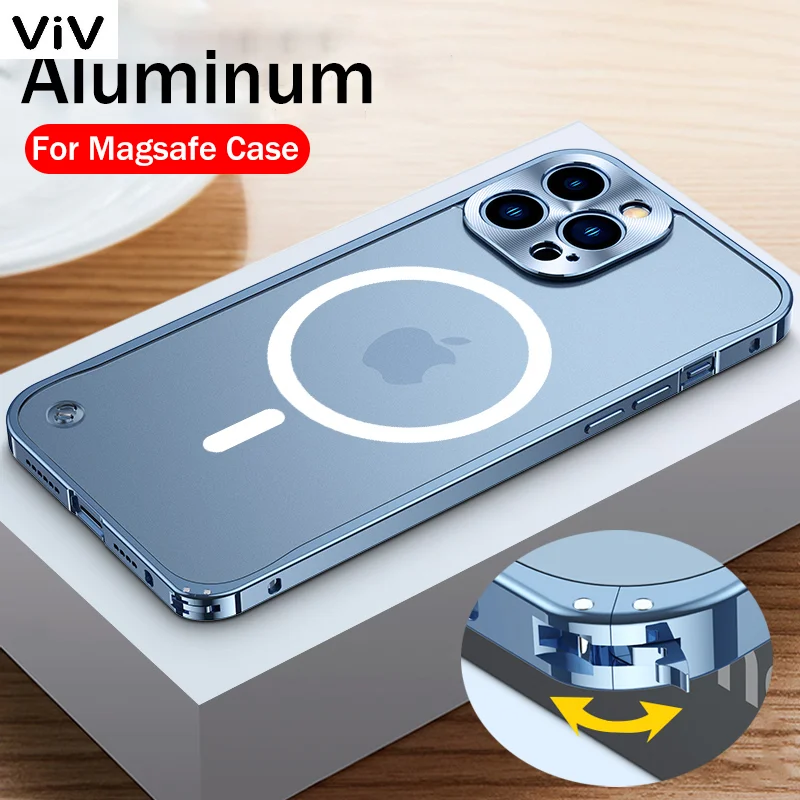 

Metal Aluminum Alloy For Magsafe Magnetic Wireless Charging Case For iPhone 14 13 12 11 Plus Pro Max Translucent Matte PC Cover