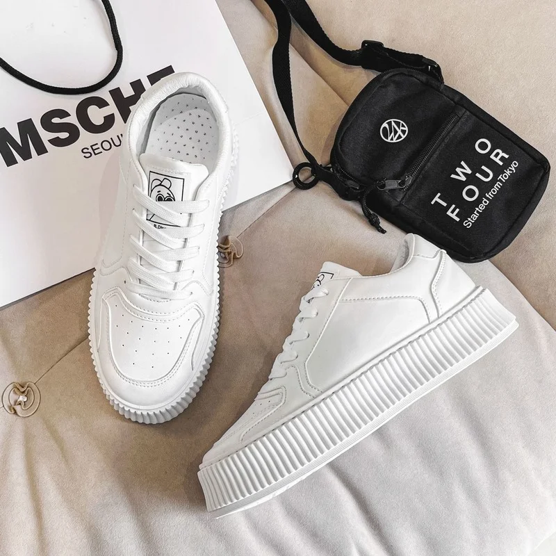 

Кроссовки мужские с низким верхом, повседневная обувь, на шнуровке, с круглым носком, дышащие, модные белые