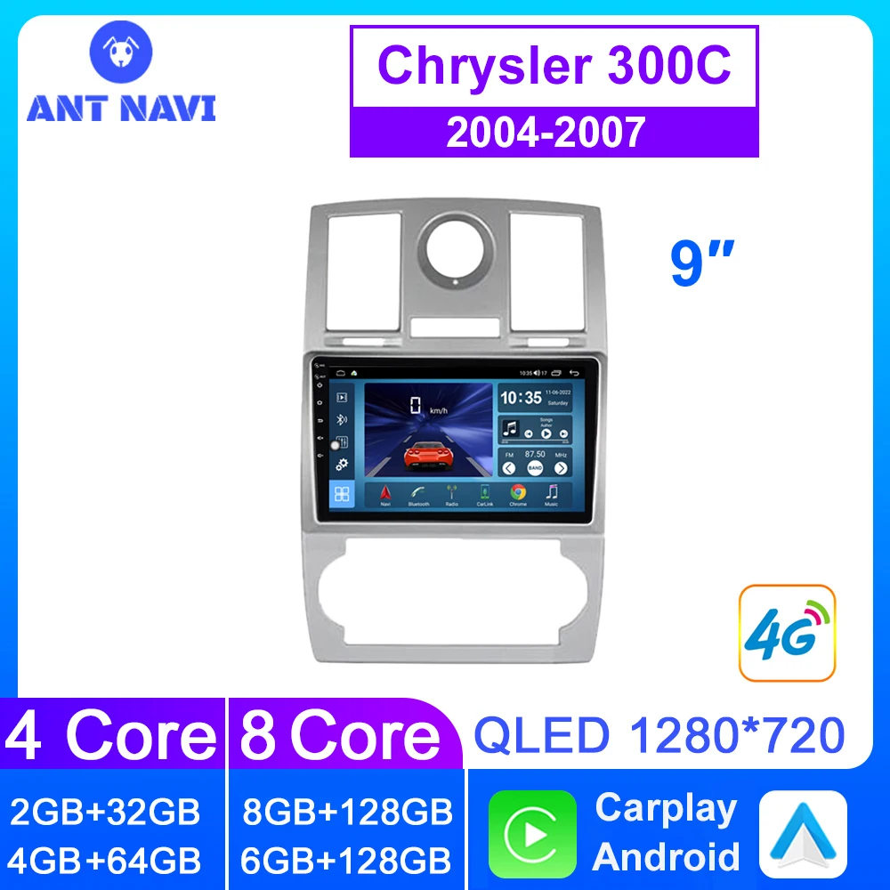 

Автомобильный радиоприемник AntNavi Android для Chrysler 300C 2004 2005 2006 2007, Авторадио, мультимедийный плеер с Bluetooth, GPS, Android, Автомобильный плеер