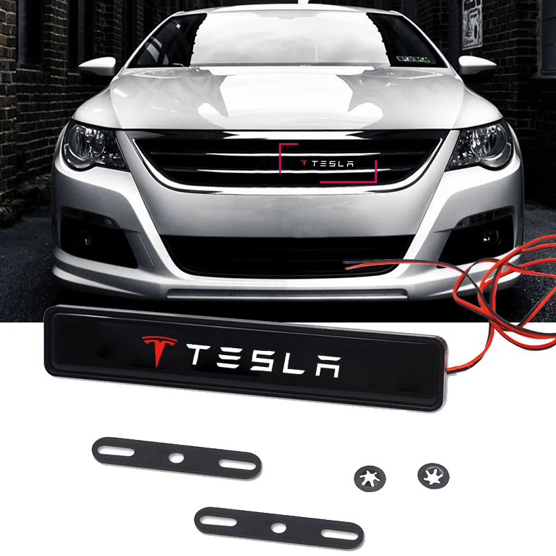 

Светодиодная эмблема передней решетки автомобиля значок свет для Tesla Logo Roadster Cybertuck модели ModelX модель 3 Y аксессуары для модификации
