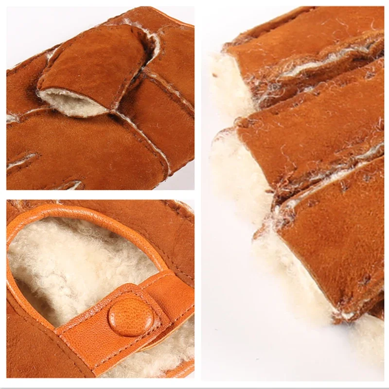 GOURS зимние перчатки из натуральной кожи женские черные овчины без пальцев модные