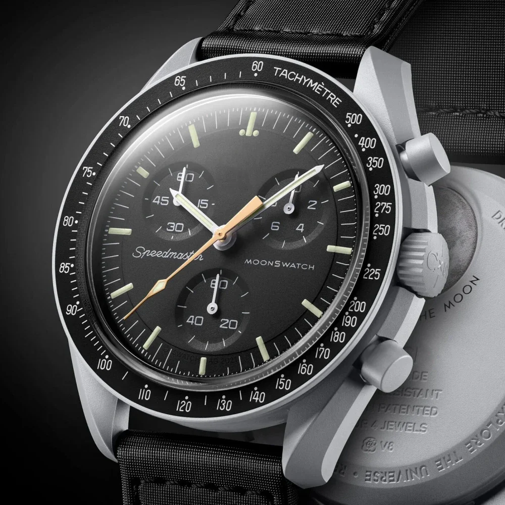 

2023 Original Brand Moon Watch Full Function Quartz Chronograph Watch Mission To Moonshine Gold 42mm Nylon Strap AAA Clock