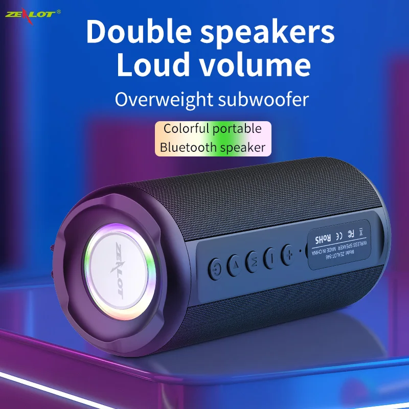 ZEALOT Powerful Caixa De Som Bluetooth Wireless Speakers Audio Center Portable Mini Subwoofer Colorful Sound System FM Radio USB