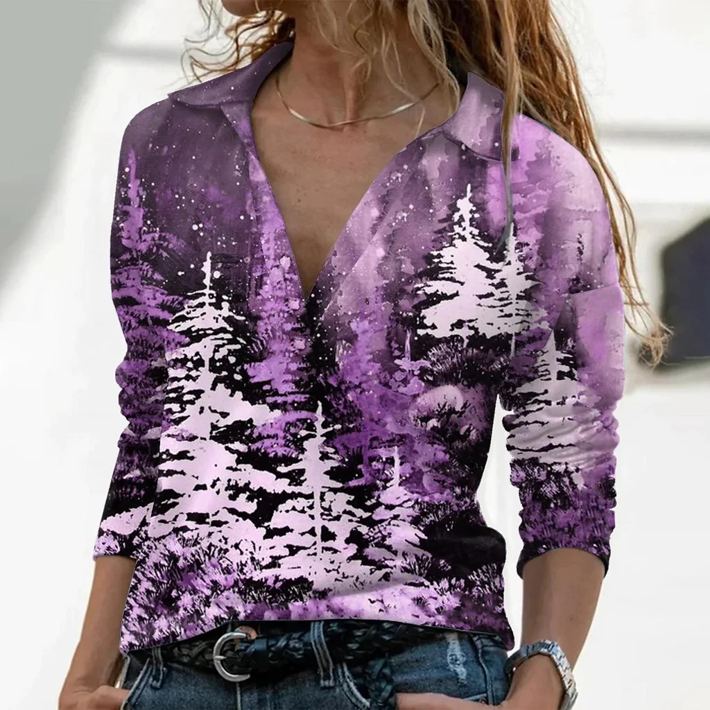 

2022 женская футболка с абстрактным рисунком дерева, базовые винтажные топы с цветочным 3D принтом и V-образным вырезом