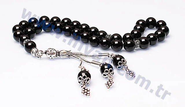 IQRAH Onyx Stone Rosary (925 Sterling Lunar)