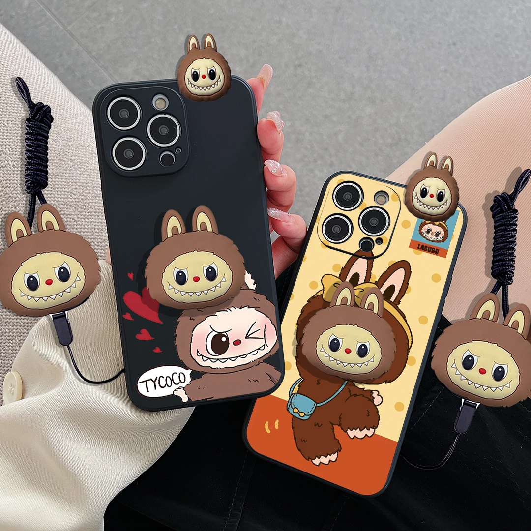 Для Samsung Galaxy Note 8 9 10 20 Ultra Plus lite A 01 30 50 70 wink Чехол Labubu с держателем веревки