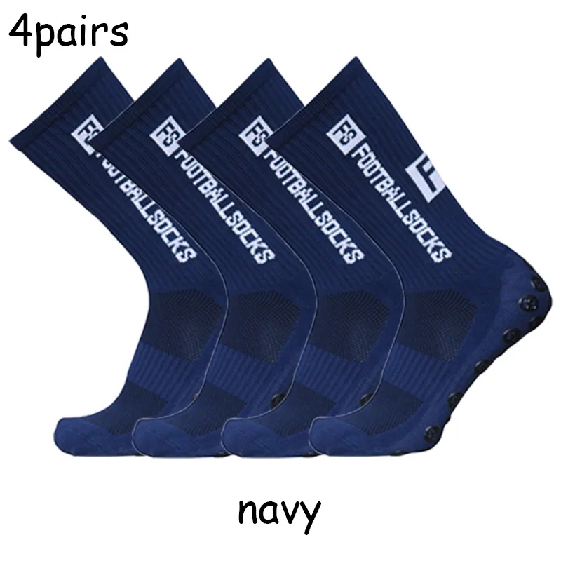 4pairs/set New FS Football Socks Grip Non-slip Sports Socks Professional Competition Rugby Soccer Socks Men and Women