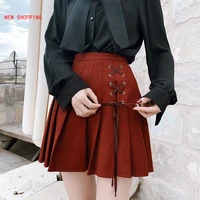 gothic lolita skirt women ladies 2021 black red mini pleated ball gown autumn high waist red plaid short skirts spring autumn