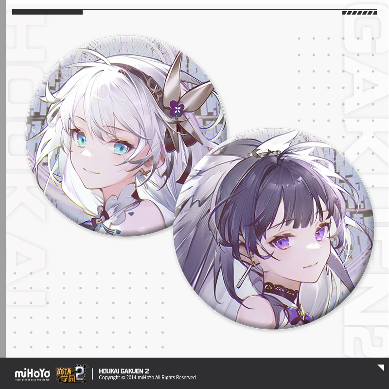 

Anime MmiHoYo Kiana Kaslana Raiden Mei Badge Button Medal Brooch Pin Student Cartoon Clothing Docor Toys Xmas Gifts