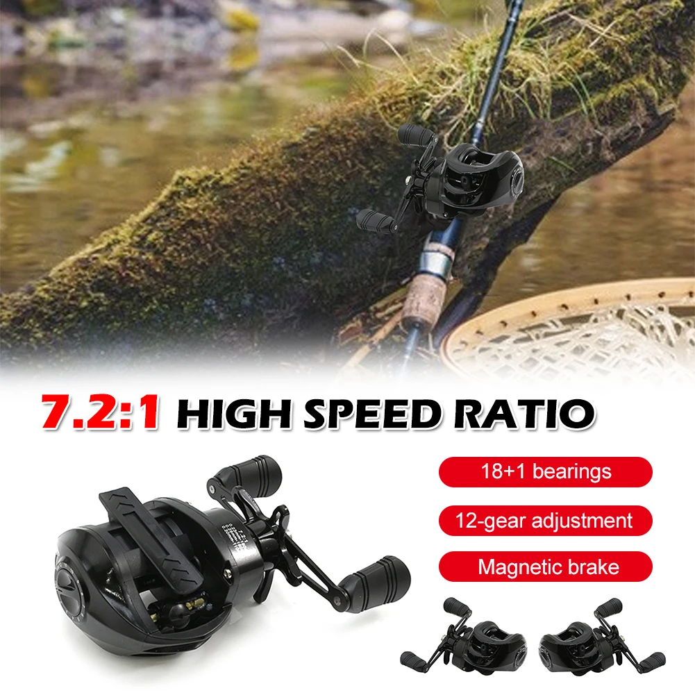 

Ultralight Baitcasting Fishing Reels 18+1BB Fishing Reel 10KG Max Drag 7.2:1 Ratio Metal Spool Saltwater Freshwater Fishing Tool