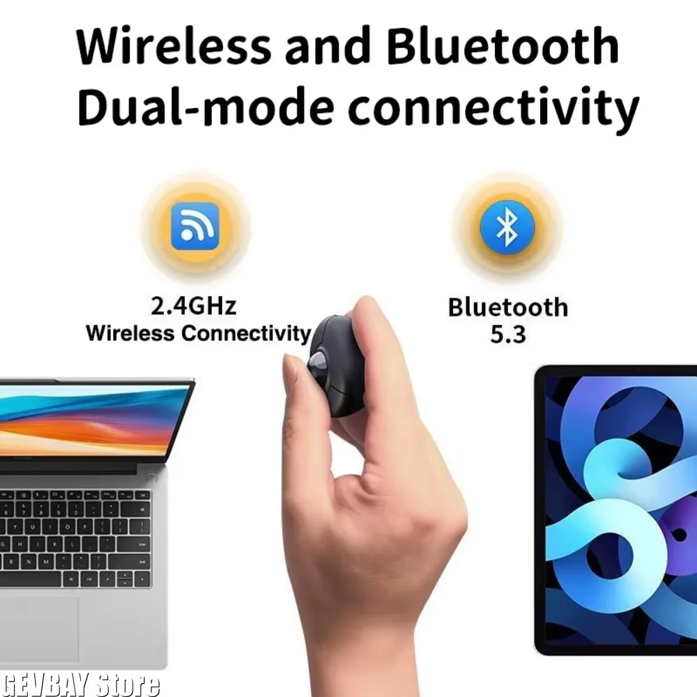 Фото НОВЫЙ Трекбол-мышь с кольцевым управлением 2.4G+Bluetooth, беспроводной пульт ДУ для коротких видео/презентаций/экранов в автомобилях №4