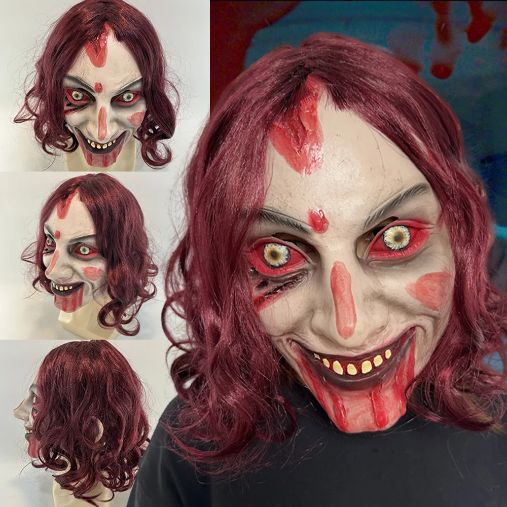 

Horror Evil Dead Rise Mask Headgear Cosplay Bloody Creepy Ghost Face Demon Latex Helmet Halloween Carnival Party Costume Props